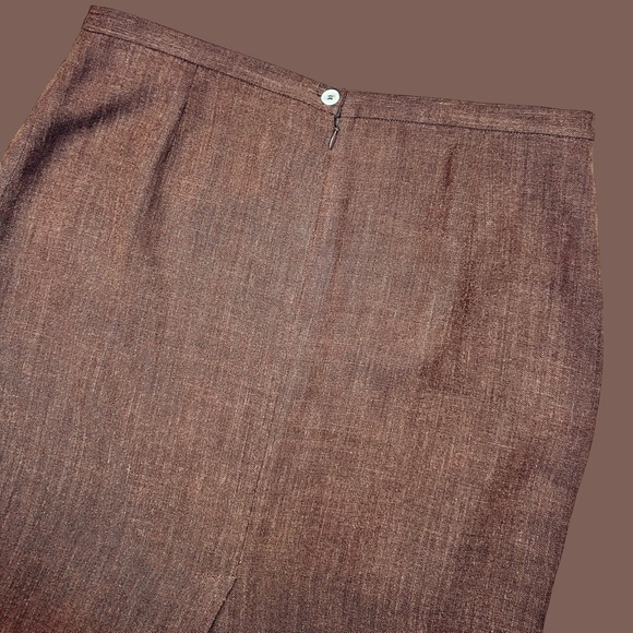 Vintage Dolce & Gabbana Brown Linen Blend Tweed Pencil Skirt IT Size 48 - Picture 16 of 16